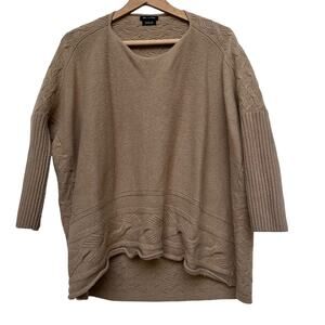 Massimo Dutti Cashmere Angora Crewneck Tan Oversized Sweater Small